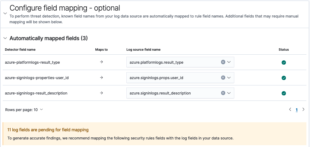 Field mapping example for automatic mappings