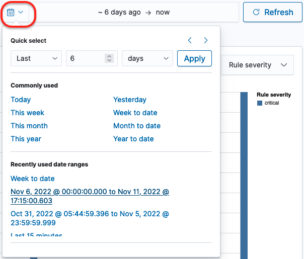 Date selector for findings graph