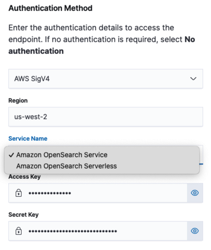 AWS Signature Version 4 auth type setup